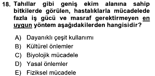 Fitopatoloji 2015-2016 Tek Ders Sınavı - 18. soru