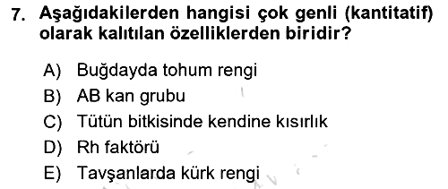 Genel Biyoloji 2021-2022 Ara Sınav - 7. soru