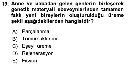 Genel Biyoloji 2021-2022 Dönem Sonu Sınavı - 19. soru