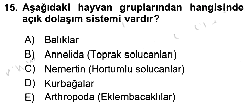 Genel Biyoloji 2023-2024 Dönem Sonu Sınavı - 15. soru