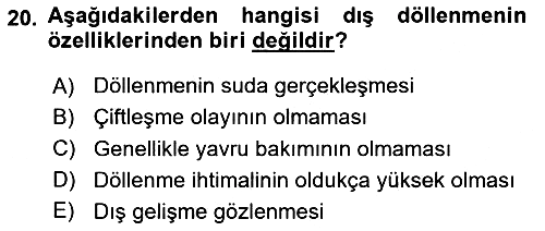Genel Biyoloji 2024-2025 Dönem Sonu Sınavı - 20. soru
