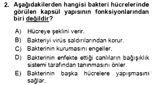 Genel Biyoloji 2021-2022 Yaz Okulu Sınavı - 2. soru