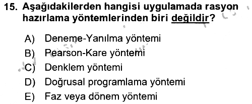 Hayvan Besleme 2016-2017 3 Ders Sınavı - 15. soru