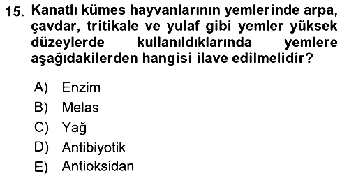 Hayvan Besleme 2018-2019 3 Ders Sınavı - 15. soru