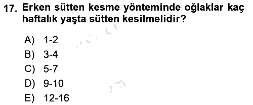Hayvan Besleme 2018-2019 3 Ders Sınavı - 17. soru