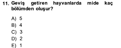 Hayvan Besleme 2013-2014 Ara Sınav - 11. soru