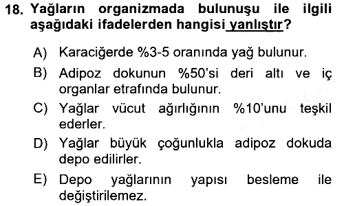 Hayvan Besleme 2015-2016 Ara Sınav - 18. soru