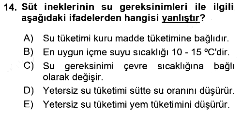 Hayvan Besleme 2017-2018 Ara Sınav - 14. soru