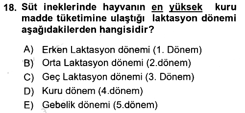 Hayvan Besleme 2023-2024 Ara Sınav - 18. soru