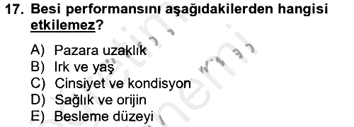 Hayvan Besleme 2012-2013 Dönem Sonu Sınavı - 17. soru