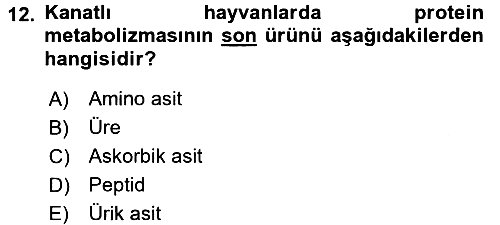 Hayvan Besleme 2015-2016 Dönem Sonu Sınavı - 12. soru