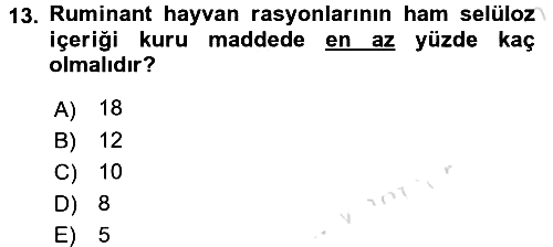 Hayvan Besleme 2016-2017 Dönem Sonu Sınavı - 13. soru