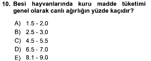 Hayvan Besleme 2017-2018 Dönem Sonu Sınavı - 10. soru
