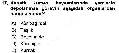 Hayvan Besleme 2017-2018 Dönem Sonu Sınavı - 17. soru