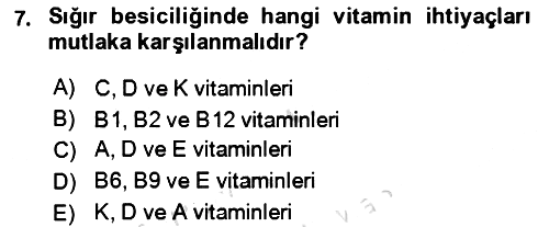 Hayvan Besleme 2024-2025 Dönem Sonu Sınavı - 7. soru
