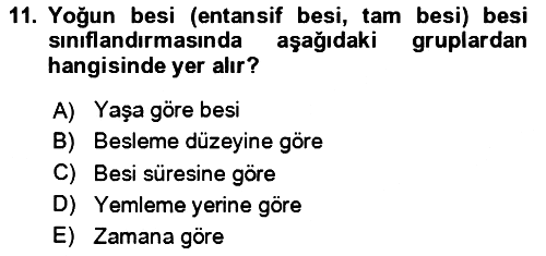 Hayvan Besleme 2024-2025 Dönem Sonu Sınavı - 11. soru