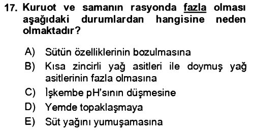 Hayvan Besleme 2024-2025 Dönem Sonu Sınavı - 17. soru
