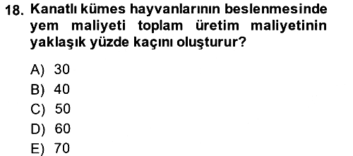 Hayvan Besleme 2014-2015 Tek Ders Sınavı - 18. soru