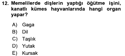 Hayvan Besleme 2015-2016 Tek Ders Sınavı - 12. soru