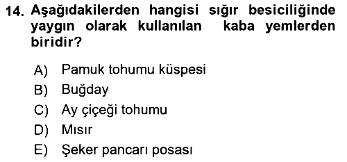 Hayvan Besleme 2021-2022 Yaz Okulu Sınavı - 14. soru