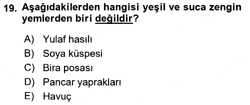 Hayvan Besleme 2022-2023 Yaz Okulu Sınavı - 19. soru