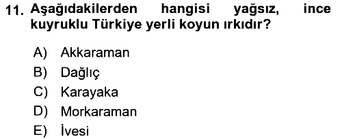 Hayvan Yetiştirme 2016-2017 3 Ders Sınavı - 11. soru