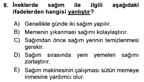 Hayvan Yetiştirme 2017-2018 3 Ders Sınavı - 8. soru