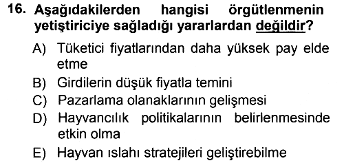 Hayvan Yetiştirme 2012-2013 Ara Sınav - 16. soru