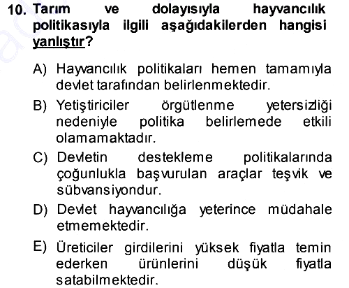 Hayvan Yetiştirme 2013-2014 Ara Sınav - 10. soru
