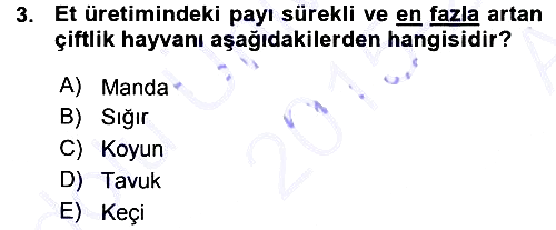 Hayvan Yetiştirme 2015-2016 Ara Sınav - 3. soru