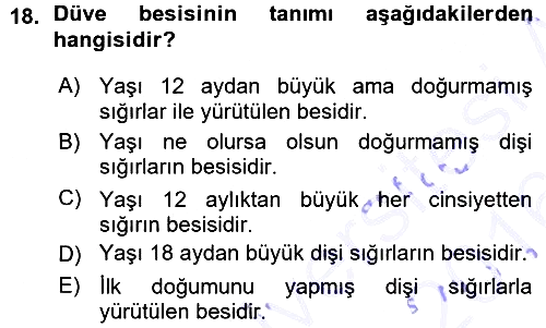 Hayvan Yetiştirme 2015-2016 Ara Sınav - 18. soru