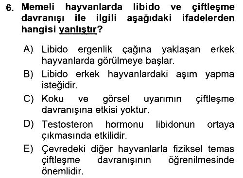 Hayvan Yetiştirme 2017-2018 Ara Sınav - 6. soru
