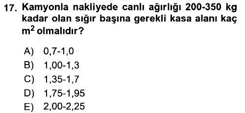 Hayvan Yetiştirme 2017-2018 Ara Sınav - 17. soru