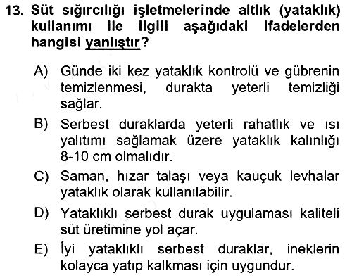 Hayvan Yetiştirme 2018-2019 Ara Sınav - 13. soru