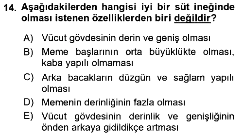 Hayvan Yetiştirme 2018-2019 Ara Sınav - 14. soru