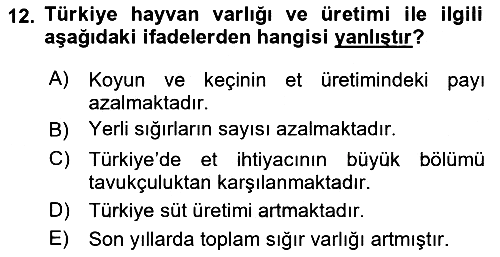 Hayvan Yetiştirme 2019-2020 Ara Sınav - 12. soru