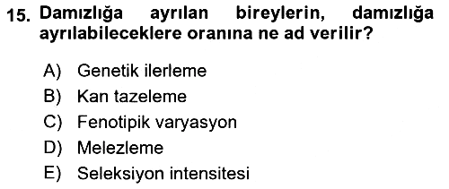 Hayvan Yetiştirme 2021-2022 Ara Sınav - 15. soru
