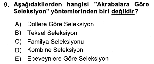 Hayvan Yetiştirme 2024-2025 Ara Sınav - 9. soru