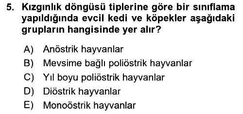 Hayvan Yetiştirme 2025-2026 Ara Sınav - 5. soru