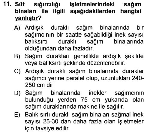 Hayvan Yetiştirme 2012-2013 Dönem Sonu Sınavı - 11. soru
