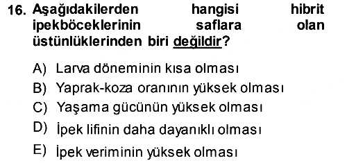 Hayvan Yetiştirme 2013-2014 Dönem Sonu Sınavı - 16. soru