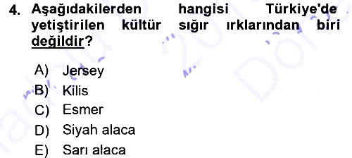 Hayvan Yetiştirme 2015-2016 Dönem Sonu Sınavı - 4. soru