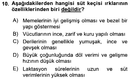 Hayvan Yetiştirme 2015-2016 Dönem Sonu Sınavı - 10. soru