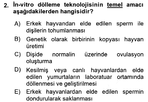 Hayvan Yetiştirme 2016-2017 Dönem Sonu Sınavı - 2. soru