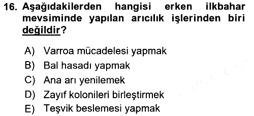 Hayvan Yetiştirme 2016-2017 Dönem Sonu Sınavı - 16. soru