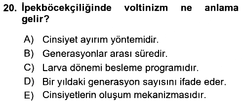 Hayvan Yetiştirme 2016-2017 Dönem Sonu Sınavı - 20. soru