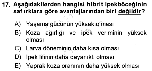 Hayvan Yetiştirme 2019-2020 Dönem Sonu Sınavı - 17. soru