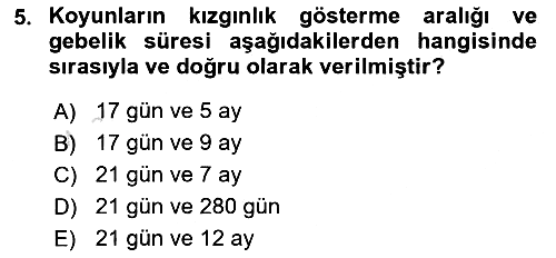 Hayvan Yetiştirme 2022-2023 Dönem Sonu Sınavı - 5. soru