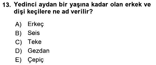Hayvan Yetiştirme 2022-2023 Dönem Sonu Sınavı - 13. soru