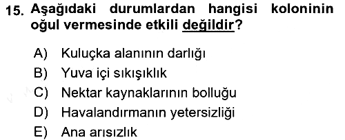 Hayvan Yetiştirme 2015-2016 Tek Ders Sınavı - 15. soru